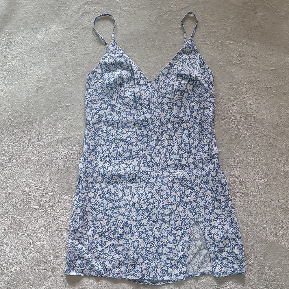 Reformation Marlowe Dress XS Blue Floral Slip Mini Sundress Boho NWT Cottagecore